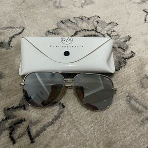 Quay Australia High Key Silver Aviator Sunglasses